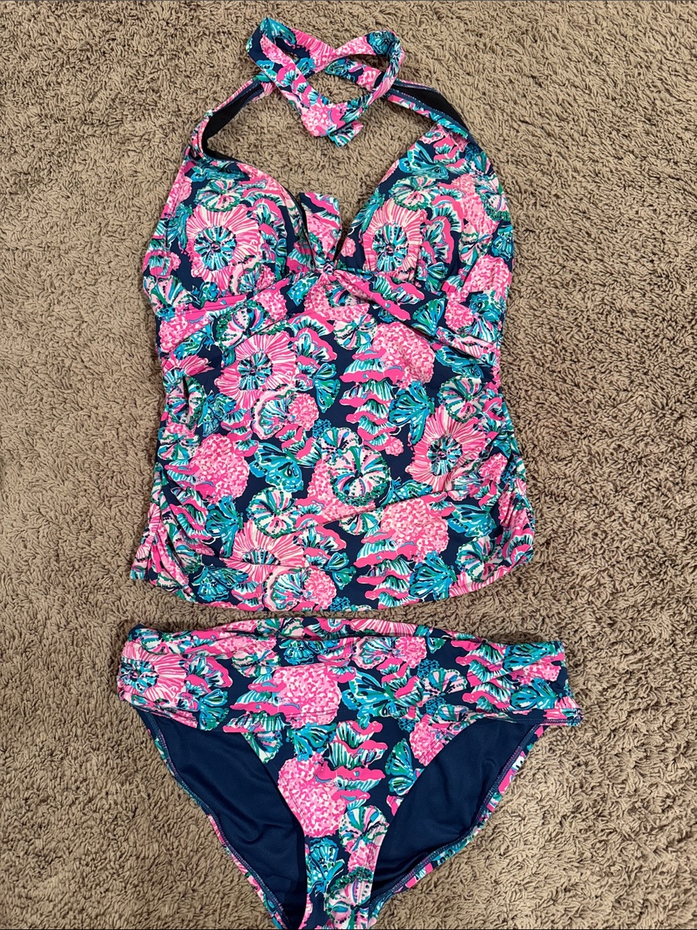 Lilly Pulitzer tanking bathing suit swim set top bottom 8 10 medium
